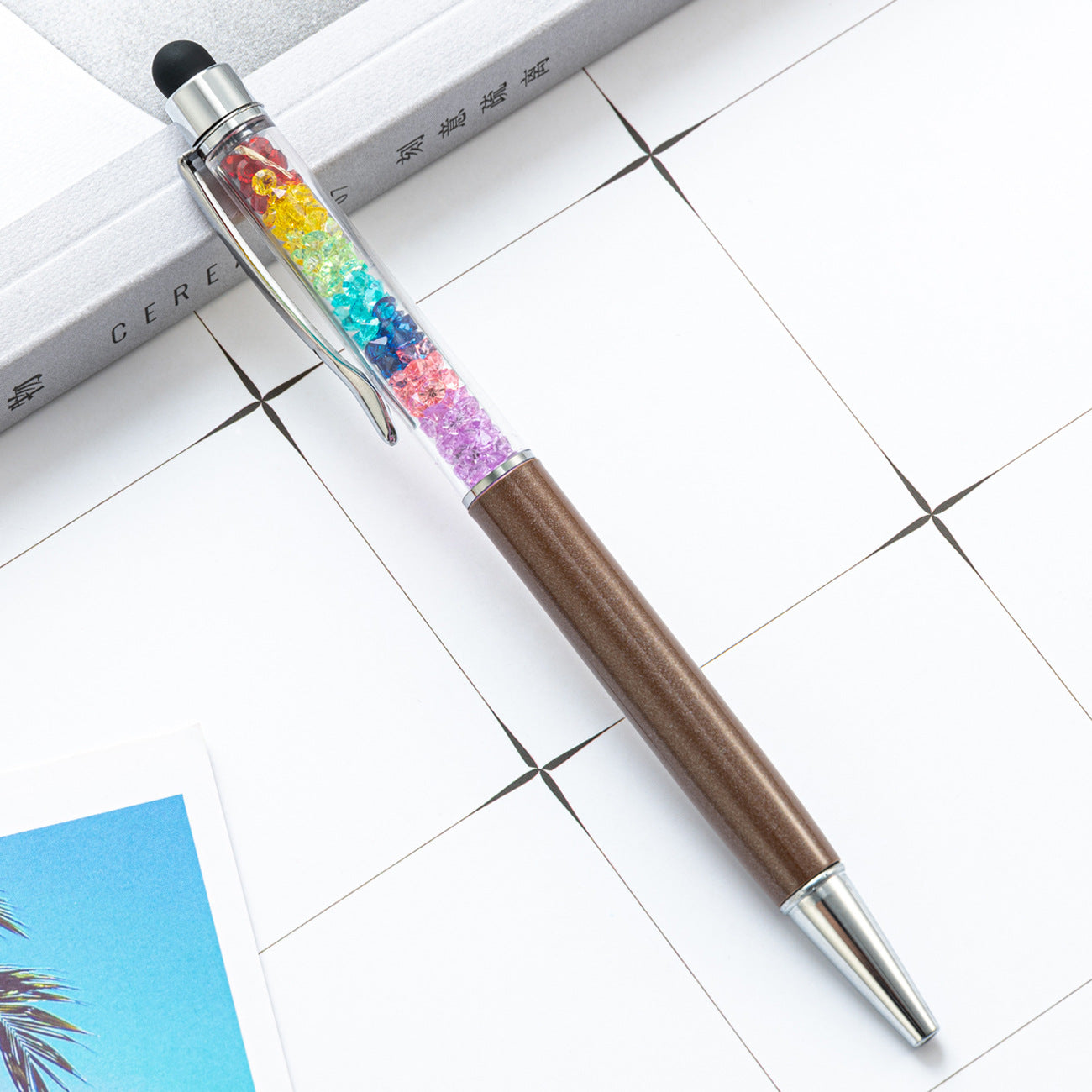 Bolígrafo capacitivo de la pantalla táctil de diamante de color de cristal de metal al por mayor